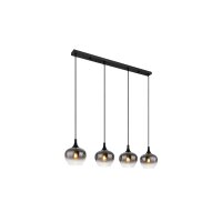 GLOBO Lampe-Serie Maxy - Hängeleuchte Rauchglas & mattschwarzes Metall - Länge ca. 100 cm