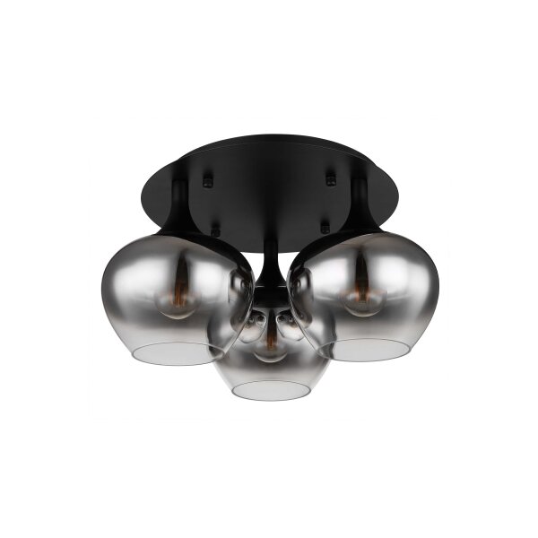 GLOBO Lampe-Serie Maxy - Deckenleuchte Rauchglas & mattschwarzes Metall - Durchmesser ca. 45 cm