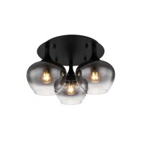 GLOBO Lampe-Serie Maxy - Deckenleuchte Rauchglas & mattschwarzes Metall - Durchmesser ca. 45 cm