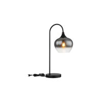GLOBO Lampe-Serie Maxy - Tischleuchte Rauchglas & mattschwarzes Metall - Höhe ca. 54 cm