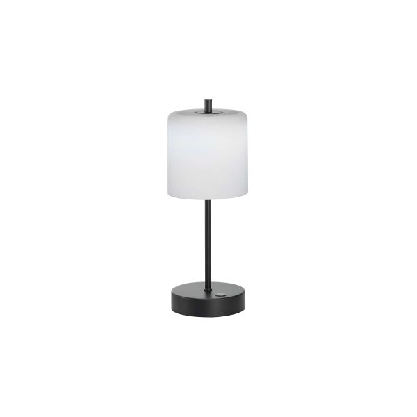 FH LIGHTING Akku Leuchten Serie Riva opalweißes Glas & sandschwarzes Metall - Höhe ca. 35 cm