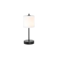 FH LIGHTING Akku Leuchten Serie Riva opalweißes Glas & sandschwarzes Metall - Höhe ca. 35 cm