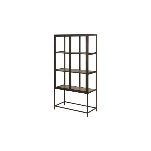 Vitrine Seaford im Industrielook Glas, Wildeiche & Metall – zwei Türen, Breite ca. 77 cm