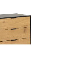 Sideboard Seaford im Industrielook Wildeiche & Schwarz – zwei Türen, drei Schubladen, Länge ca. 160 cm