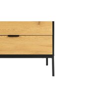 Sideboard Seaford im Industrielook Wildeiche & Schwarz – zwei Türen, drei Schubladen, Länge ca. 160 cm