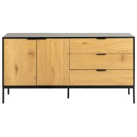 Sideboard Seaford im Industrielook Wildeiche & Schwarz – zwei Türen, drei Schubladen, Länge ca. 160 cm