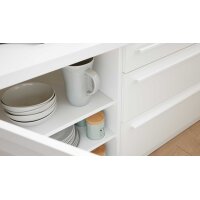 WERT KÜCHE® Nora mit gorenje Einbaugeräten Kristallweiß & Aurora Eiche – Stellfläche ca. 299 x 275 cm