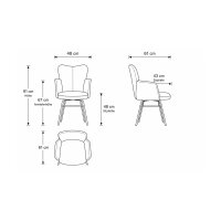 Interliving Esszimmer Serie 5115 - Armlehnstuhl mit meliertem Bezug beiger Webstoff Shout 05 & anthrazitfarbenes Metall