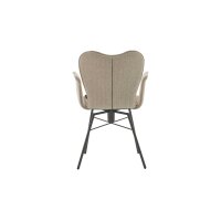 Interliving Esszimmer Serie 5115 - Armlehnstuhl mit meliertem Bezug beiger Webstoff Shout 05 & anthrazitfarbenes Metall