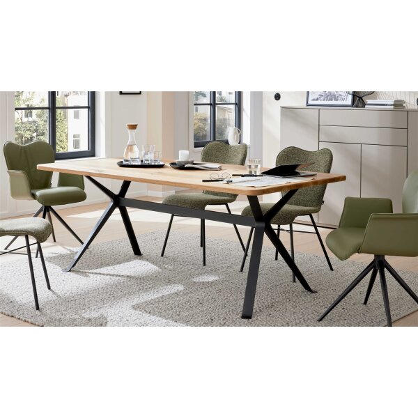 Interliving Esszimmer Serie 5115 - Esstisch mit Eichenholz astige Eiche & anthrazitfarbenes Metall - ca. 200 x 100 cm