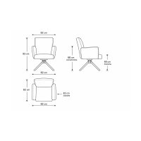 Interliving Esszimmer Serie 5115 - Armlehn-Drehstuhl mit Lederbezug lavafarbenes Leder & anthrazitfarbenes Metall