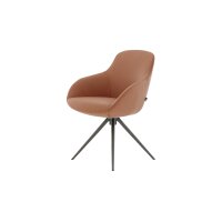 Interliving Esszimmer Serie 5115 - Armlehnstuhl mit Stativgestell sattelfarbenes Leder LD2015 & anthrazitfarbenes Metall
