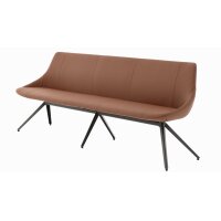 Interliving Esszimmer Serie 5115 - Polsterbank mit Lederbezug sattelfarbenes Leder LD2015 & anthrazitfarbenes Metall - Länge ca. 215 cm