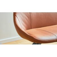 Interliving Esszimmer Serie 5115 - Polsterbank mit Lederbezug sattelfarbenes Leder LD2015 & anthrazitfarbenes Metall - Länge ca. 215 cm