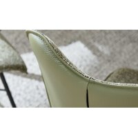 Interliving Esszimmer Serie 5115 - Vierfußstuhl mit Stoff und Leder jadefarbenes Leder LD7830 & moosfarbener Bezug Sneak 59, umbraugraues Metall