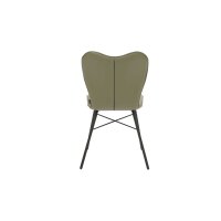Interliving Esszimmer Serie 5115 - Vierfußstuhl mit Stoff und Leder jadefarbenes Leder LD7830 & moosfarbener Bezug Sneak 59, umbraugraues Metall