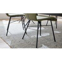 Interliving Esszimmer Serie 5115 - Vierfußstuhl mit Stoff und Leder jadefarbenes Leder LD7830 & moosfarbener Bezug Sneak 59, umbraugraues Metall