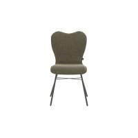 Interliving Esszimmer Serie 5115 - Vierfußstuhl mit Stoff und Leder jadefarbenes Leder LD7830 & moosfarbener Bezug Sneak 59, umbraugraues Metall