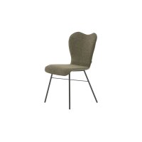 Interliving Esszimmer Serie 5115 - Vierfußstuhl mit Stoff und Leder jadefarbenes Leder LD7830 & moosfarbener Bezug Sneak 59, umbraugraues Metall
