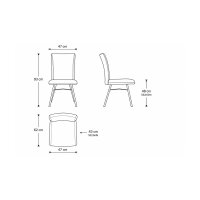 Interliving Esszimmer Serie 5115 - Vierfußstuhl mit kuscheligem Bezug naturweißer Bezug Alpine 01 & anthrazitfarbenes Metall