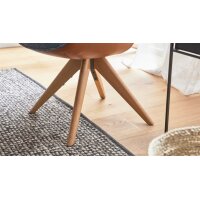 Interliving Esszimmer Serie 5115 - Armlehnstuhl in Stoff-Leder-Kombination sattelfarbenes Leder LD2015 & denimfarbener Bezug Alpine 153, Eiche