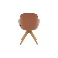 Interliving Esszimmer Serie 5115 - Armlehnstuhl in Stoff-Leder-Kombination sattelfarbenes Leder LD2015 & denimfarbener Bezug Alpine 153, Eiche