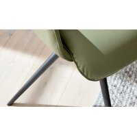 Interliving Esszimmer Serie 5115 - Armlehnstuhl mit Lederbezug jadefarbenes Leder LD7830 & anthrazitfarbenes Metall
