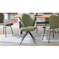 Interliving Esszimmer Serie 5115 - Armlehnstuhl mit Lederbezug jadefarbenes Leder LD7830 & anthrazitfarbenes Metall