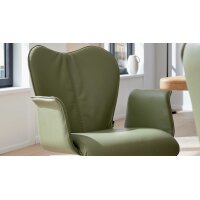 Interliving Esszimmer Serie 5115 - Armlehnstuhl mit Lederbezug jadefarbenes Leder LD7830 & anthrazitfarbenes Metall