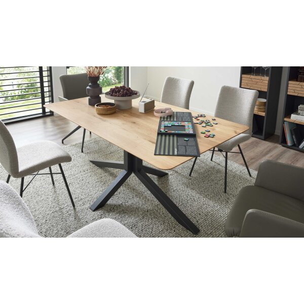Interliving Esszimmer Serie 5115 - Esstisch mit viel Platz astige Eiche & anthrazitfarbenes Metall - ca. 180 x 100 cm