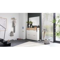Interliving Garderobe Serie 6012 - Garderoben-Set weißer Mattlack & Steineiche - dreiteilig