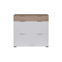 Interliving Garderobe Serie 6012 - Garderoben-Set weißer Mattlack & Steineiche - dreiteilig