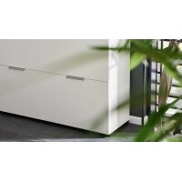 Interliving Garderobe Serie 6012 - Schuhschrank weißer Mattlack & Steineiche - eine Schublade, zwei Klappen, Breite ca. 120 cm