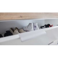 Interliving Garderobe Serie 6012 - Schuhschrank weißer Mattlack & Steineiche - eine Schublade, zwei Klappen, Breite ca. 120 cm