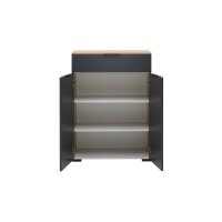 Interliving Garderobe Serie 6012 - Kombikommode anthrazitfarbener Mattlack & Asteiche - eine Schublade, zwei Türen, Breite ca. 80 cm