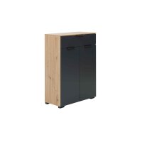 Interliving Garderobe Serie 6012 - Kombikommode anthrazitfarbener Mattlack & Asteiche - eine Schublade, zwei Türen, Breite ca. 80 cm