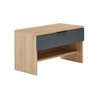 Interliving Garderobe Serie 6012 - Garderobenbank anthrazitfarbener Mattlack & Asteiche - eine Schublade, Breite ca. 80 cm