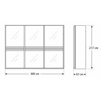 Interliving Schlafzimmer Serie 1032 – Schwebetürenschrank Kieselgrau & Weiß - drei Türen, Breite ca. 300 cm