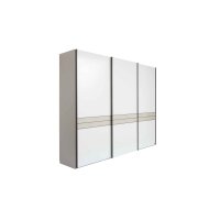 Interliving Schlafzimmer Serie 1032 – Schwebetürenschrank Kieselgrau & Weiß - drei Türen, Breite ca. 300 cm