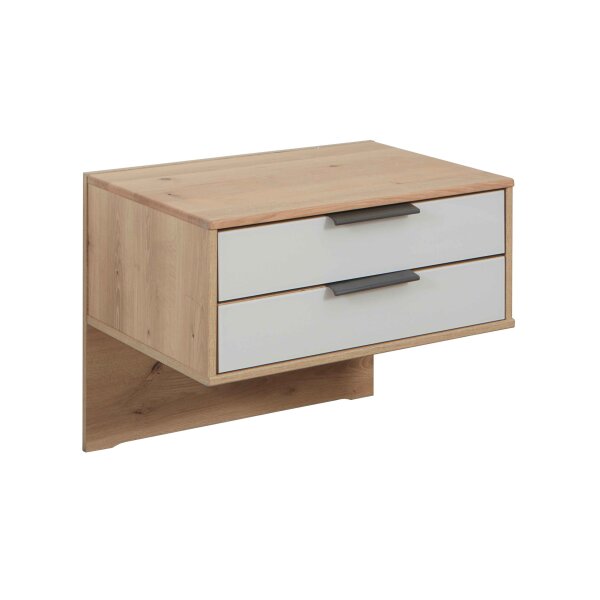 WIEMANN Modena Plus - Hänge-Nachtkonsolen-Set Champagner & Eiche bianco - zweiteilig, Breite ca. 60 cm