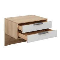 WIEMANN Modena Plus - Hänge-Nachtkonsolen-Set Champagner & Eiche bianco - zweiteilig, Breite ca. 60 cm