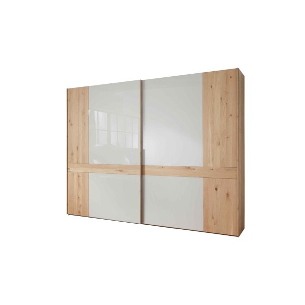 WIEMANN Modena Plus - Schwebetürenschrank Champagner & Eiche bianco - zwei Türen, Breite ca. 300 cm