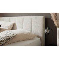 Interliving Boxspringbett Serie 1418 - Boxspringbett mit gestepptem Kopfteil naturfarbener Webstoff Famosa – Liegefläche ca. 180 x 200 cm