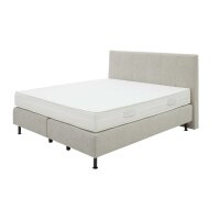 Interliving Boxspringbett Serie 1418 - Boxspringbett mit gestepptem Kopfteil naturfarbener Webstoff Famosa – Liegefläche ca. 180 x 200 cm