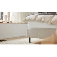 Interliving Boxspringbett Serie 1418 - Boxspringbett mit gestepptem Kopfteil naturfarbener Webstoff Famosa – Liegefläche ca. 180 x 200 cm