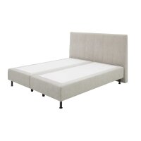 Interliving Boxspringbett Serie 1418 - Boxspringbett mit gestepptem Kopfteil naturfarbener Webstoff Famosa – Liegefläche ca. 180 x 200 cm