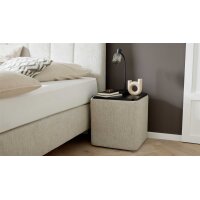 Interliving Boxspringbett Serie 1418 - Nachtkonsole mit Ladefeld naturfarbener Webstoff Famosa