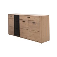 Interliving Wohnzimmer Serie 2029 - Sideboard Wildeiche & Granit-Steinoptik - vier Türen, eine Schublade, Breite ca. 178 cm