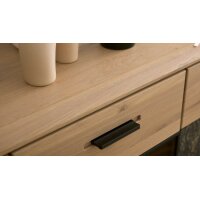 Interliving Wohnzimmer Serie 2029 - Highboard Wildeiche & Granit-Steinoptik - drei Türen, eine Schublade, Breite ca. 132 cm