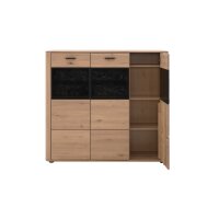 Interliving Wohnzimmer Serie 2029 - Highboard Wildeiche & Granit-Steinoptik - drei Türen, eine Schublade, Breite ca. 132 cm